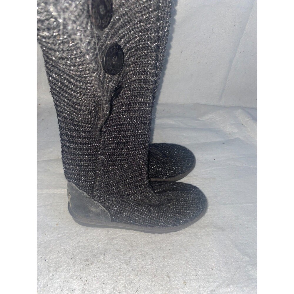 UGG Women's 1876 Classic Cardy Button Sweater Knit Boots Gray Silver Size 6